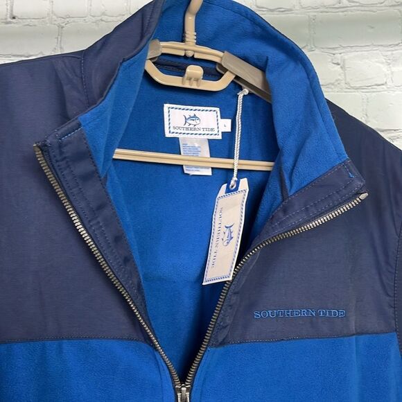 Southern Tide Fleece Vest Large NWT Blue Lake color Zip up - Picture 2 of 6